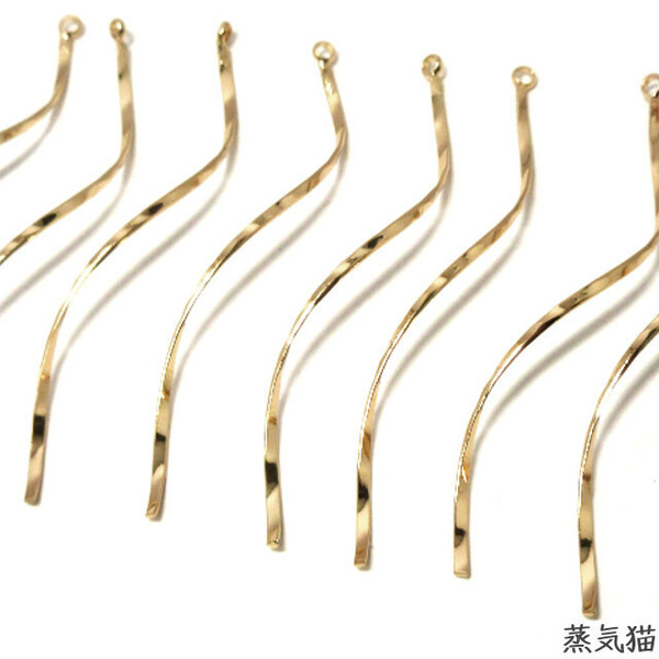 c0719 ゆるいひねりチャーム ゴールド10個【ねじれ ピアス イヤリング 手作り 手芸材料ハンドメイド アクセサリー素材】蒸気猫パーツ