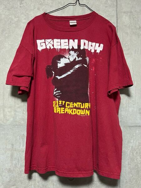 00s ヴィンテージ GREEN DAY Tシャツ グリーンデイ XL 2009 21st century breakdown エンジ 両面プリント anvil アンビル Tour ツアー