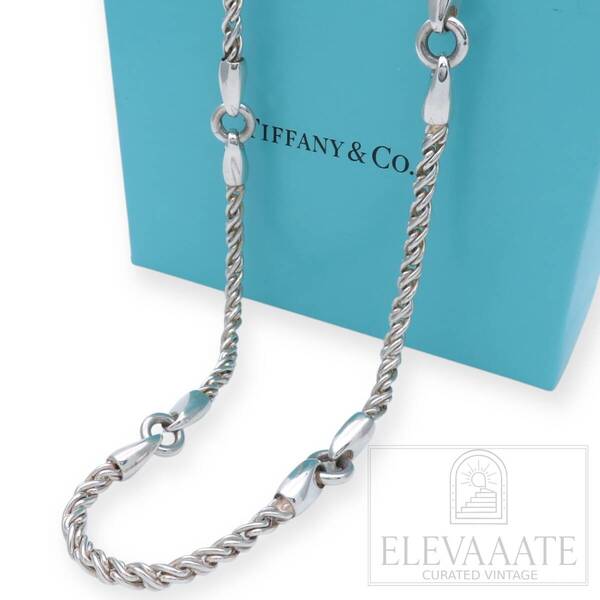 極希少 美品 Tiffany&Co. ヴィンテージ ティファニー ツイスト チェーン サークル リンク シルバー ネックレス SV925 TO165