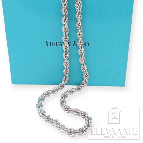 極希少 美品 Tiffany&Co. ヴィンテージ ティファニー ラージ スクリュー シルバー ネックレス チェーン SV925 40㎝ 旧ロゴ ツイスト TO168