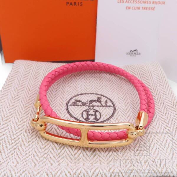 未使用 HERMES エルメス ルリ ドゥブルトゥール ブレスレット ピンク × ピンクゴールド TO179