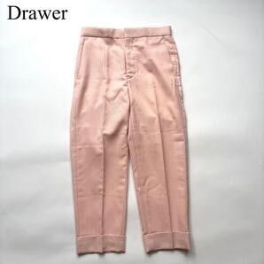 Drawer ドゥロワー ピンク ロールアップ スラックス パンツ 高級 シルク 上品 大人 ワイド ゆったり カジュアル 綺麗目 モード ドレス