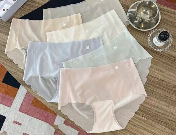 新品L5色セットレディースアイスシルク下着超薄型マスクパンツ 女性夏用ショーツ通気性抗菌セクシー透け感シームレスショーツ送料無料