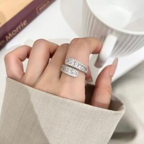 オープニングリング 指輪 韓国 ラインストーン レディース ファッションリング