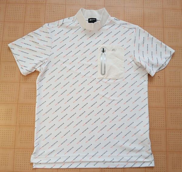 即決 New Balance GOLF メンズ半袖モックネックシャツ ホワイト 6サイズ XLサイズ相当 ニューバランス ゴルフ