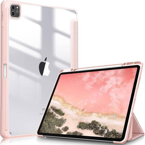 Fintie iPad Pro 12.9 ケース 2022/ 2021/ 2020/2018 12.9インチ 透明バックカバー Apple Pencil 収納可能 Apple Pencil 2 ローズゴールド
