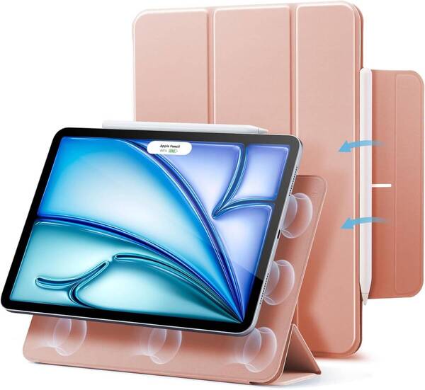 ESR iPad Air 11インチ ケース (M3/M2、2025/2024) iPad Air 第5/4世代 (2022/2020) iPad Pro 11インチ (2018) 専用カバー ローズゴールド