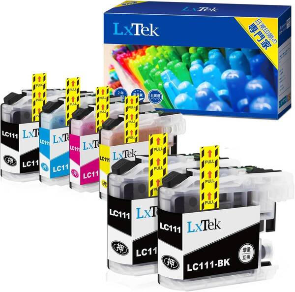 LxTek LC111-4PK 互換インクカートリッジ ブラザー( Brother ) 用 LC111 インク (合計5本) 大容量/説明書付/残量表示