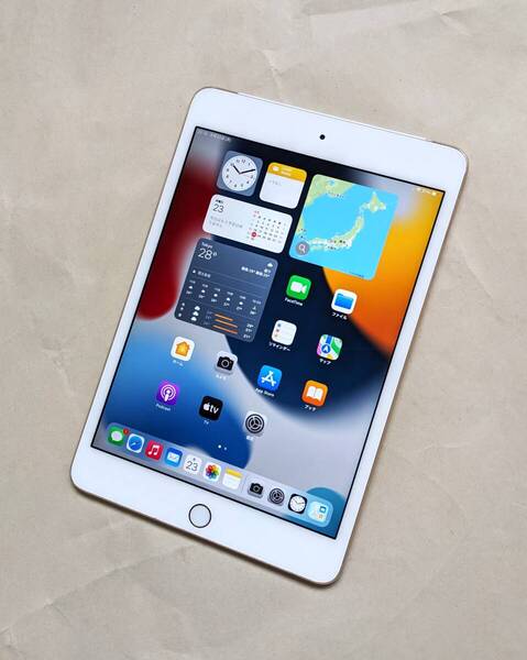 送料無料 iPad mini4 128GB SIMフリー Wi-Fi Cellular Retina 指紋認証 タブレット 7.9インチ 小型 ミニ 第4世代 ゴールド