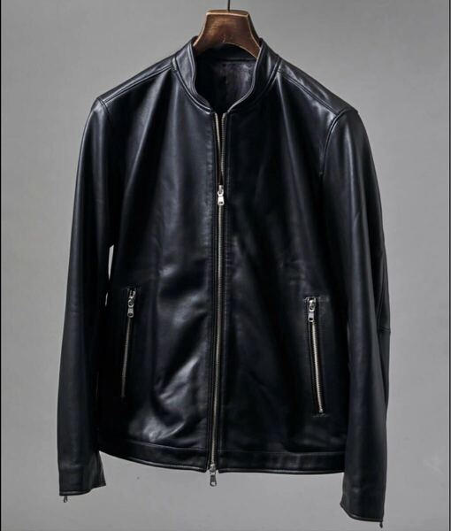TETE HOMME テットオム ラムレザーシングルレザーライダース ジャケット 黒 ブラック L