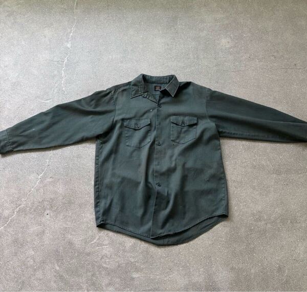 80s lee chain stitch work shirts リー チェーンステッチ ワークシャツ オリーブ