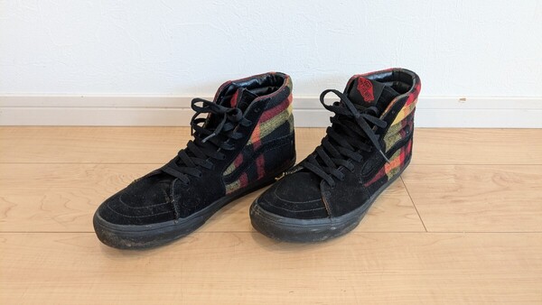 VANS バンズ ヴァンズ スケートハイ SKATE HI タータンチェック 28cm US10 EUR44 中古古着スケボー使用無し ハイカットスニーカー