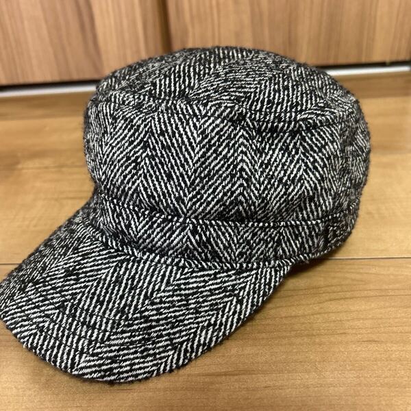NEW ERA ウールキャップ 帽子 ニューエラ キャップ ワークキャップ ウール ツイード キャップ 7 1/8 56.8cm ブラック ウール100%