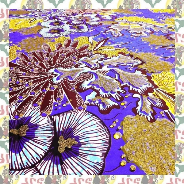 【SALE/180cm x 110cm/2ヤード】アフリカンプリント生地 barg-s02 アフリカ布 アフリカ生地 ゴールドプリント アンカラ キテンゲ