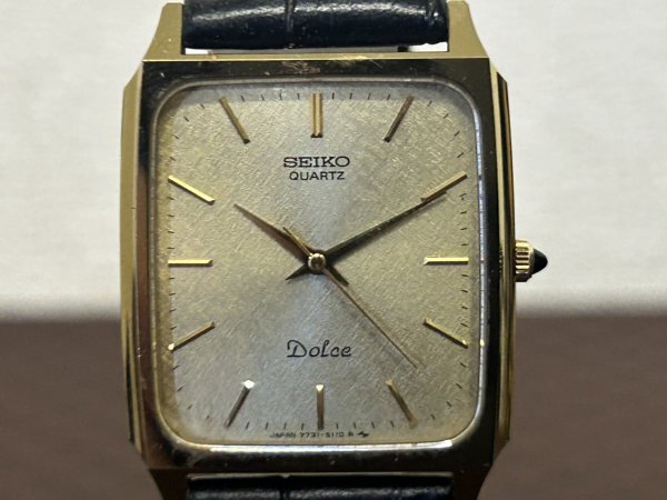希少 SEIKO Dolce セイコー ドルチェ 1220-5110 Seiko Dolce 1220-5110 Tank Chinoise Tungsten Carbide Gold