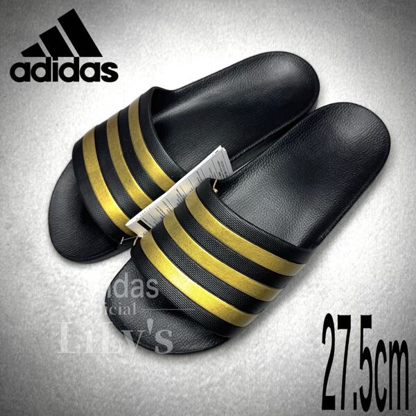 【新品未使用】adidasサンダル 黒 金 ブラック 27.5cm EG1758 アディレッタ ADILETTE アディダス シャワーサンダル
