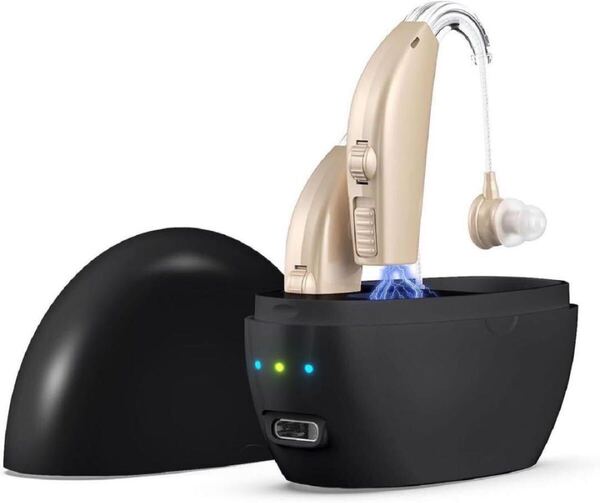 大特価 集音器 USB充電式 両耳 音量調節可 イヤホン プレゼント 高音質 簡単操作 ブラック