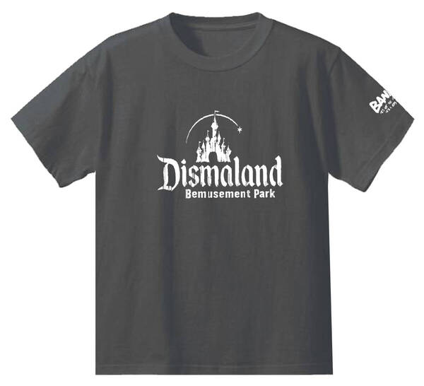 【バンクシー黒XL】5ozディズマランド袖プリントTシャツbanksyおもしろメンズネタプレゼント送料無料・新品2999円