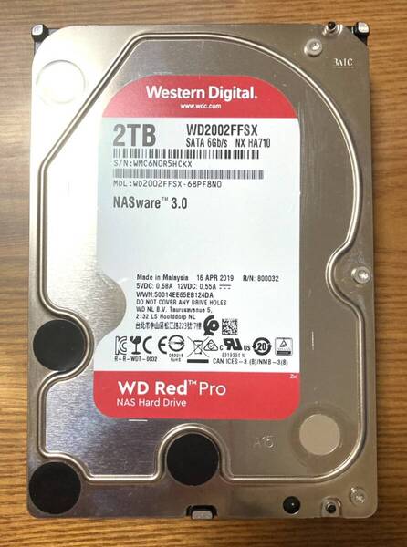 【希少モデル!】Western Digital ウェスタンデジタル WD Red Pro WD2002FFSX 3.5インチ HDD 4TB(NAS向け仕様)