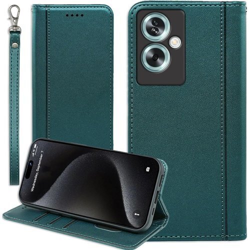 OPPO A79 5G ケース 手帳型 オッポ A79 マグネット ストラップ スマホケース ダーク グリーン 3129