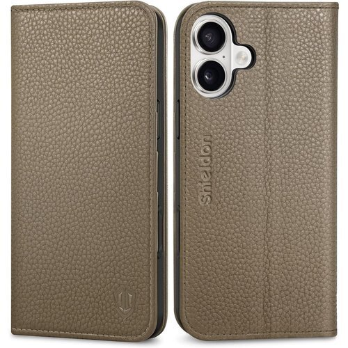 SHIELDON iPhone 16Plus 対応ケー 2024年発売 6.7インチ対応 5G ライチ紋カーキ 3261