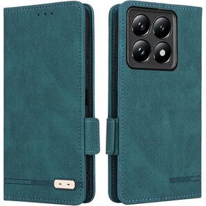 Xiaomi 14T Pro ケース 手帳型 ストラッ グネット ケース 携帯ケース つや消し レトロ グリーン 3574