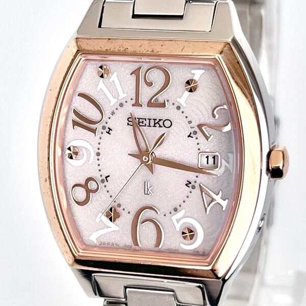 【稼働】磨き済み セイコー SEIKO ルキア LUKIA レディース 腕時計 電波ソーラー 美品 ピンクシルバー文字盤 ゴールド s2136