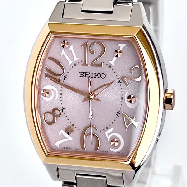 【稼働】磨き済み セイコー SEIKO ルキア LUKIA レディース 腕時計 電波ソーラー 美品 ピンクシルバー文字盤 ゴールド s2151