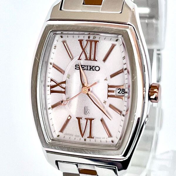 【稼働】磨き済み セイコー SEIKO ルキア LUKIA レディース 腕時計 電波ソーラー 美品 ピンク文字盤 ゴールド s2110