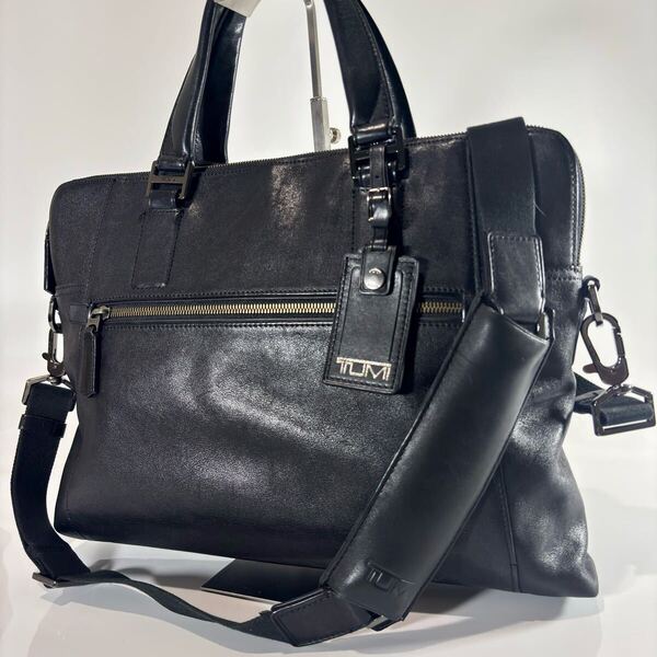 【極美品】TUMI トゥミ Alpha Bravo レザー ブリーフケース 68516D オーガナイザー ビジネスバッグ 通勤 黒 本革 2WAY 極美品 A4収納可