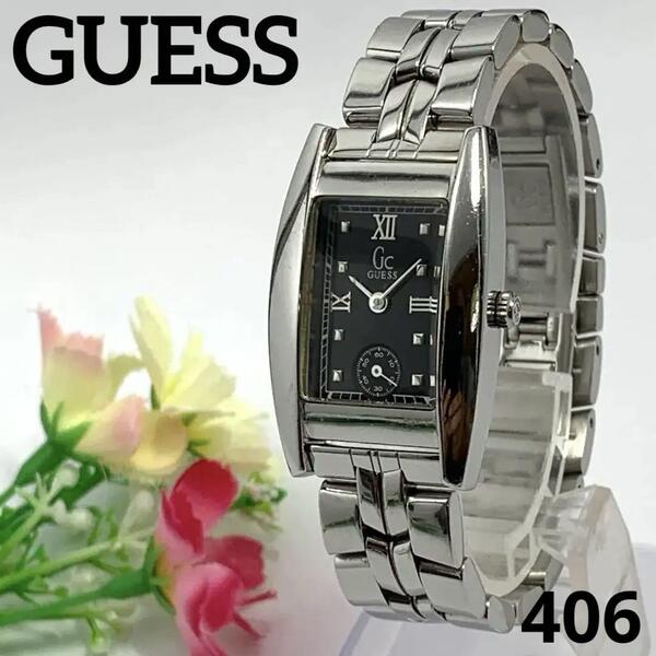 406 稼働品 GUESS レディース 腕時計 ゲス ブラック スモールセコンド 新品電池交換済 クオーツ式 人気 希少 ビンテージ