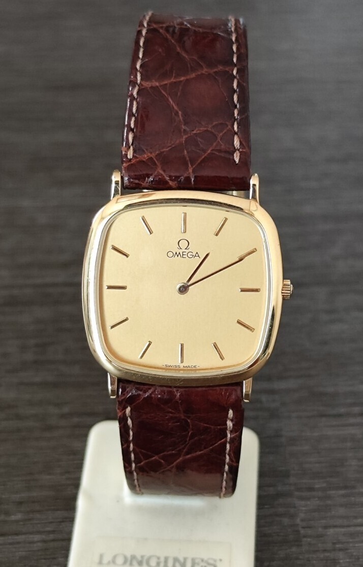 【稼働/未使用級/新品ベルト】オメガ デビル ゴールド文字盤 クォーツ 腕時計 DE VILLE オメガ デビル クォーツ レディース 腕時計 コンビ