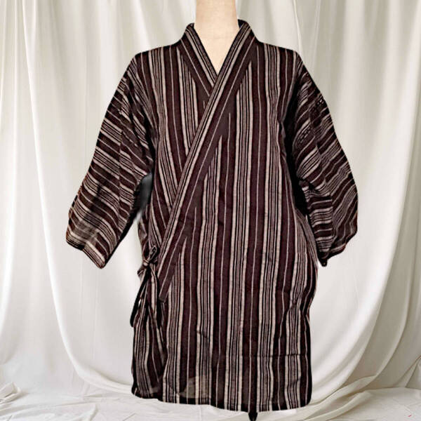 【即決★新品★現品限り】ストライプ柄織り甚平 Mサイズ ブラウン 和服 甚平 浴衣 着物 和装