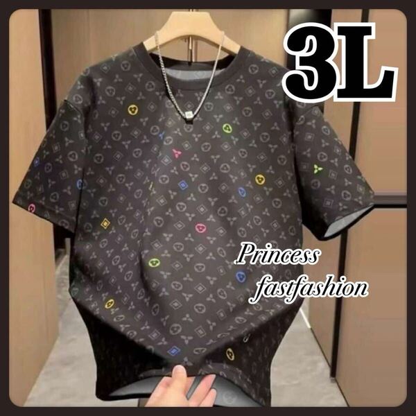 【3L】モノグラム 半袖Tシャツ 大きいサイズ レディース メンズ