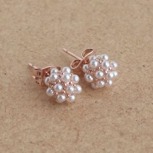 パールボール・ピアス・k18ピンクゴールド色