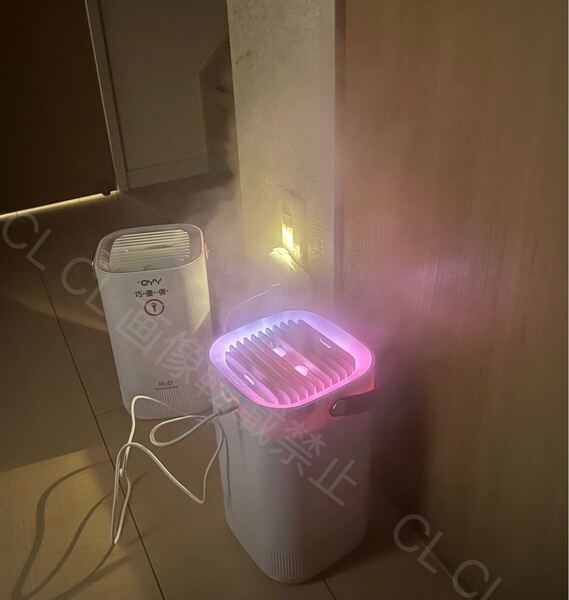 加湿器 卓上 超音波式加湿器 3L大容量 7色LEDライト搭載 ホワイト QYY 静音設計 アロマ & 次亜塩素酸水対応 空焚き防止機能