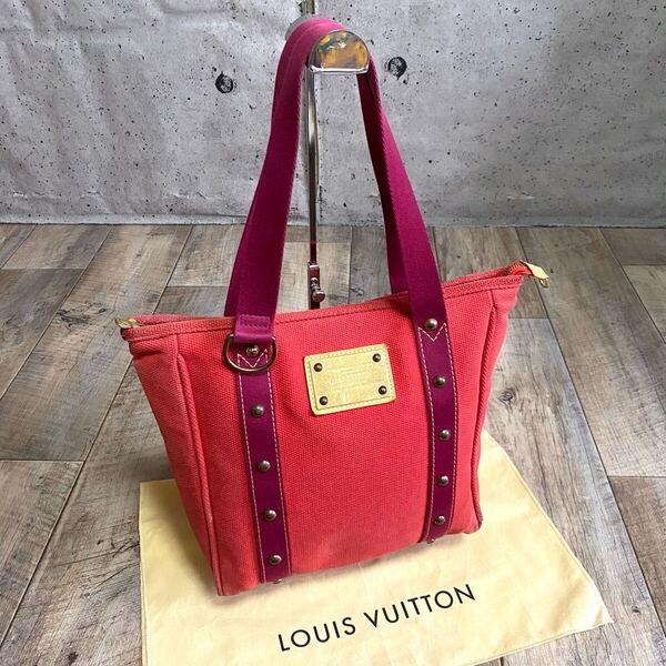 正規品☆LOUIS VUITTON ルイヴィトン アンティグア カバ MM キャンバス トートバッグ ハンドバッグ レッド 赤 ビジネス レディース メンズ