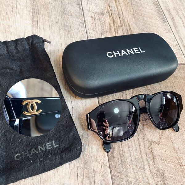 本物☆CHANEL シャネル ロゴ ココマーク サングラス ヴィンテージ ブラック 黒 アイウェア 眼鏡 ヴィンテージ オールド レディース メンズ