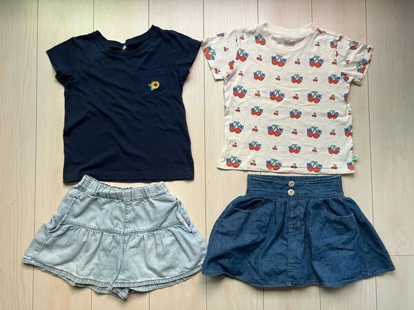 子供 キッズ 110 120 女の子 夏服 まとめ売り 半袖 tシャツ トップス キュロット ショートパンツ ユニクロ GU あつ森 デニム