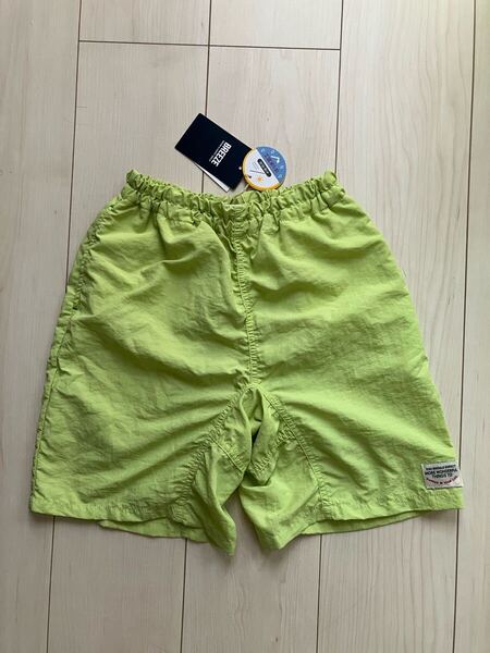 breeze ブリーズ ナイロン アクティブパンツ ハーフパンツ 短パン ショートパンツ ライム グリーン キッズ 子供 140 撥水加工 水陸両用