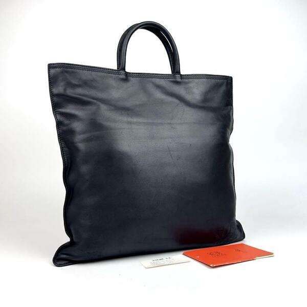 美品●LOEWE ロエベ ハンドバッグ アナグラム ロゴ型押し ミニトート 裏地総柄 ゴールド金具 ナッパレザー 黒 ブラック フォーマル 男女兼