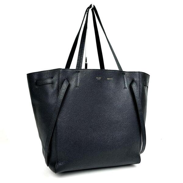 【美品】CELINE セリーヌ トートバッグ カバファントム ゴールド金具 ハンドバッグ 肩掛け レザー ブラック 黒色 フォーマル 男女兼用 A4可