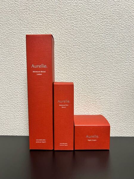 Aurelie オレリー モイスチャー ブーストローション リッチセラム モイストナイトクリーム 化粧水 美容液 クリーム 新品 3点セット