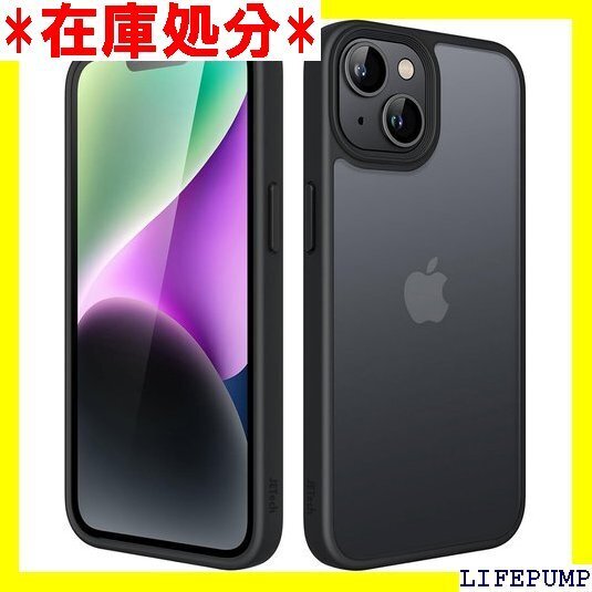 JETech マットケース iPhone 14 6.1 下防止 つや消しの半透明の背面カバー 指紋防止 ブラック 472