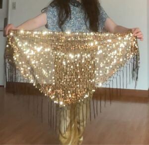 ベリーダンスジプシーダンスヒップスカーフゴールドカラー