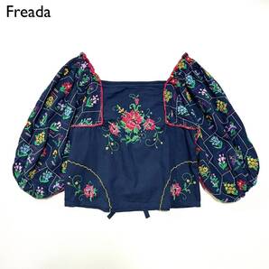 cE46 Freeda 2023SS フラワー刺繍 ブラウス スクエアネック総柄シャツ 定価22,000円 フリーダ