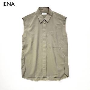 cE34 IENA 2023SS シアーポリエステルノースリーブシャツ イエナ 定価13,200円 襟 ノースリーブ シースルー シアー