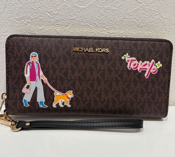 【限定商品】 ◆新品◆ MICHAEL KORS マイケルコース 長財布 コンチネンタル ウォレット 本革 MK柄 ブラウン ¥49,500円→¥15,000円