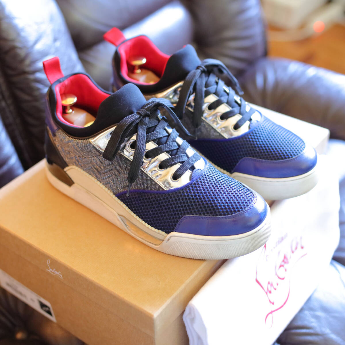 未使用 クリスチャンルブタン オーロラ レザースニーカー 42 ハイカット ルブタン ハイカット スニーカー シューズ louis orlato 3220710