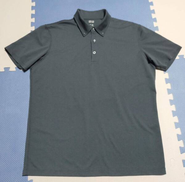 送料無料●UNIQLO●ユニクロ●ドライボタンダウンポロシャツ●DRY-EX●半袖●黒無地●XL●メンズ●スポーツ●ゴルフ●ビジネス●熱中症対策